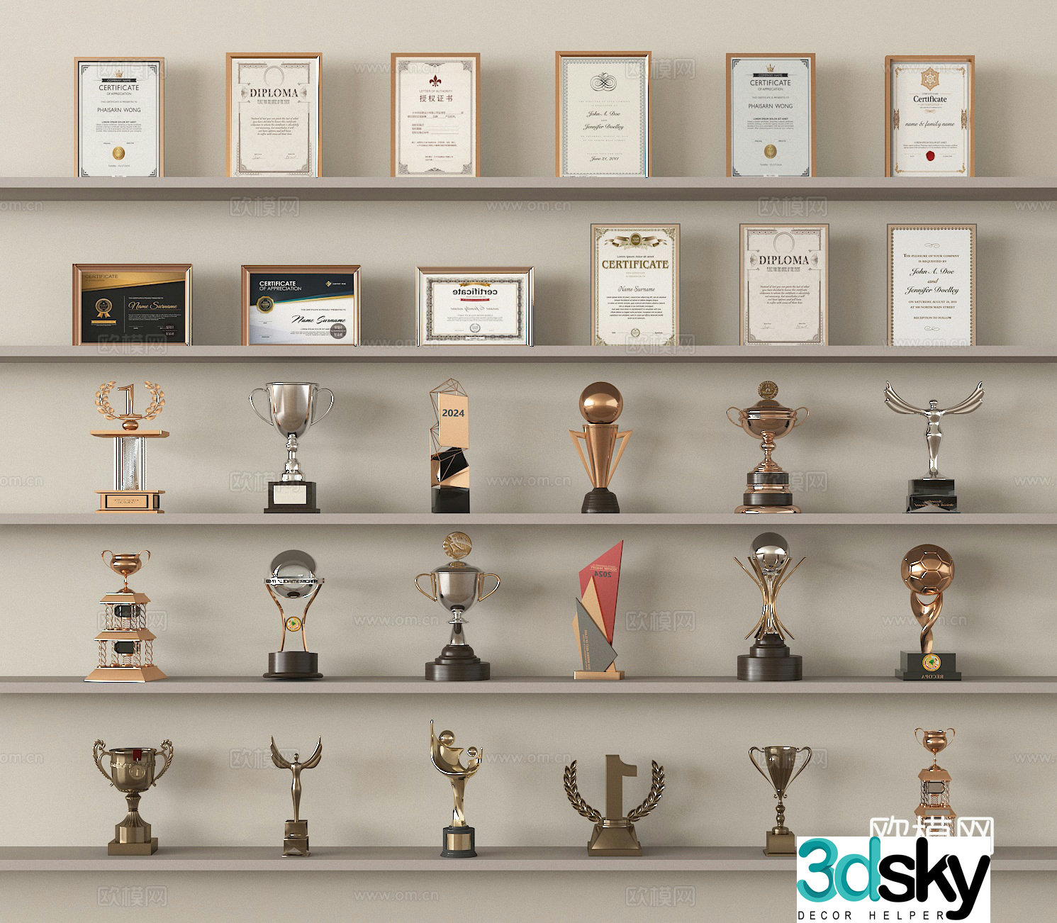 Trophy Certificate of Honor 3d Model