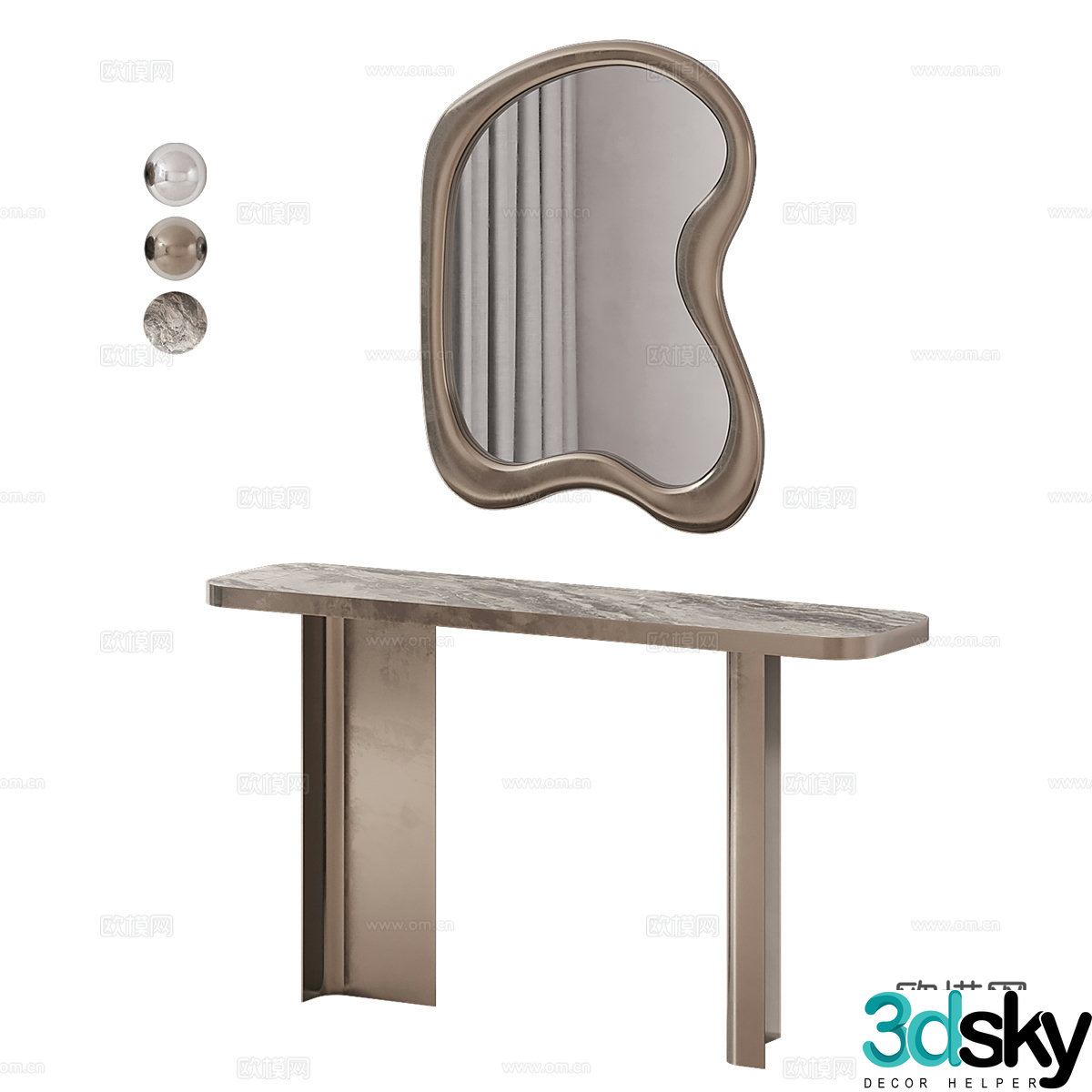 Modern light luxury dressing table 3D model