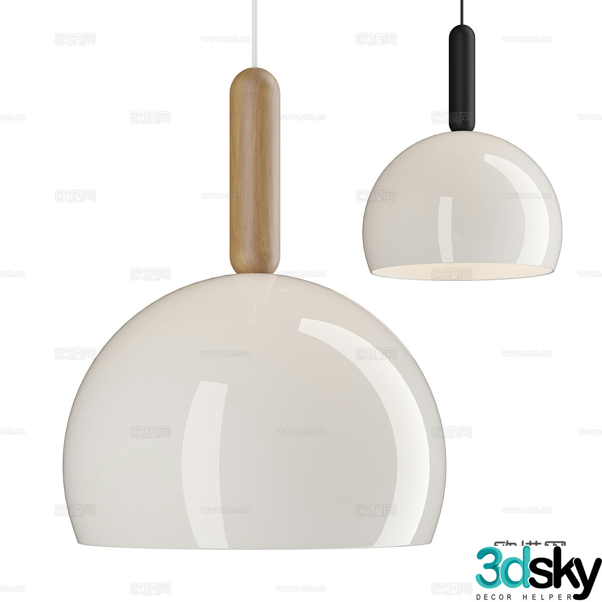 Modern Nordic glass hanging wire lamp 3d model