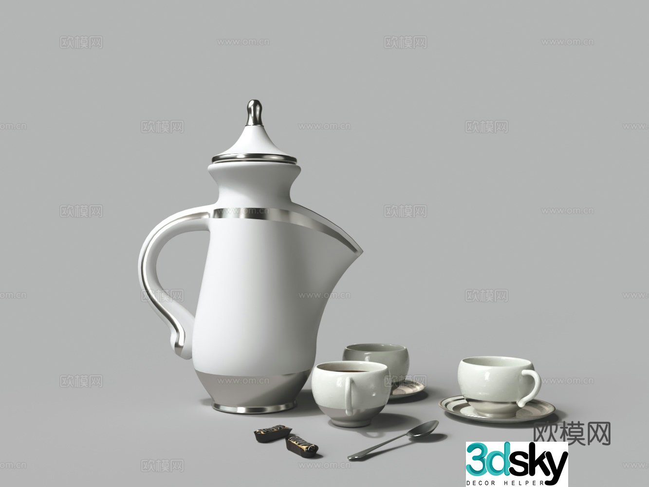 Modern coffee pot coffee cup ceramic ware 3d model