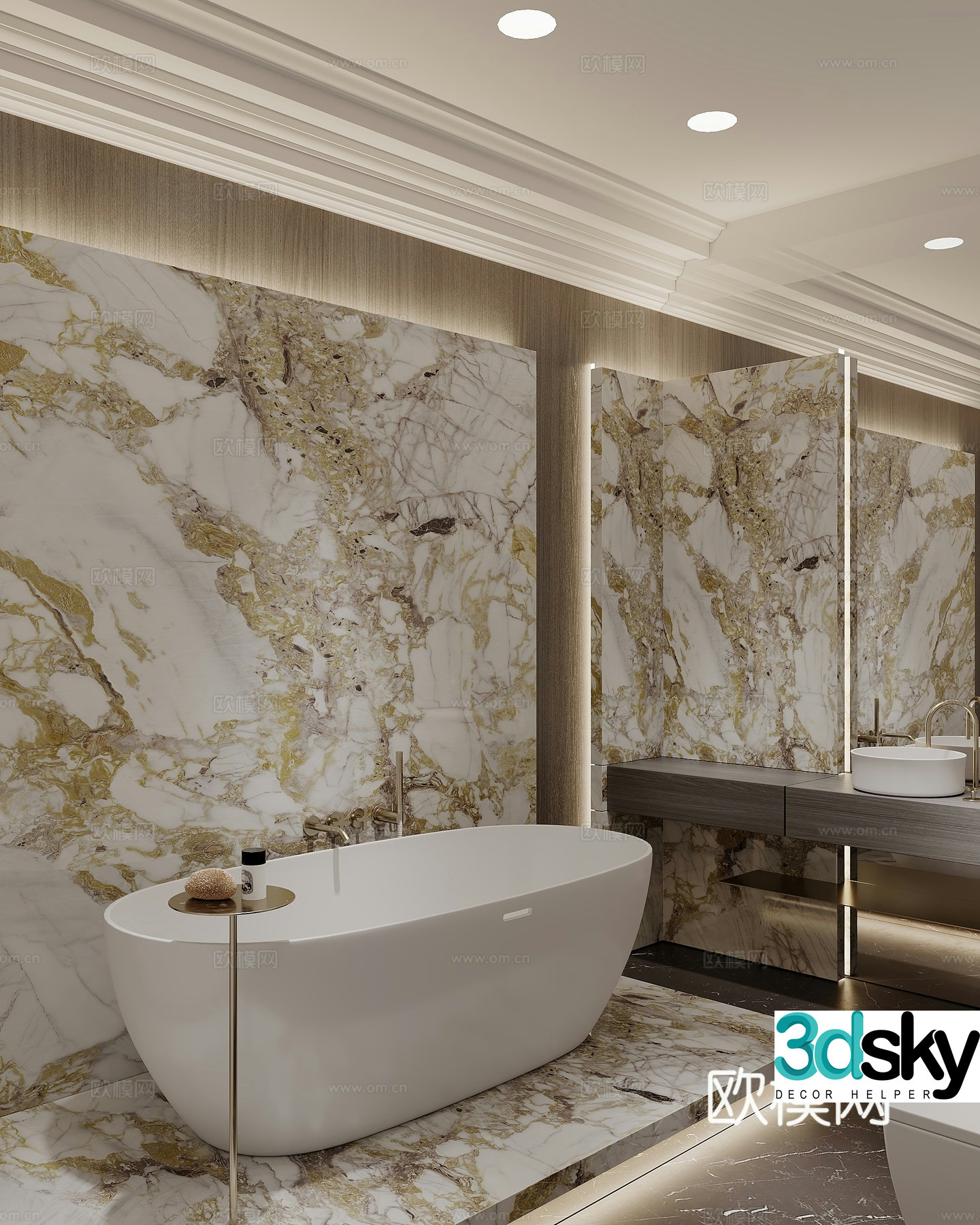 Modern light luxury bathroom 3D model