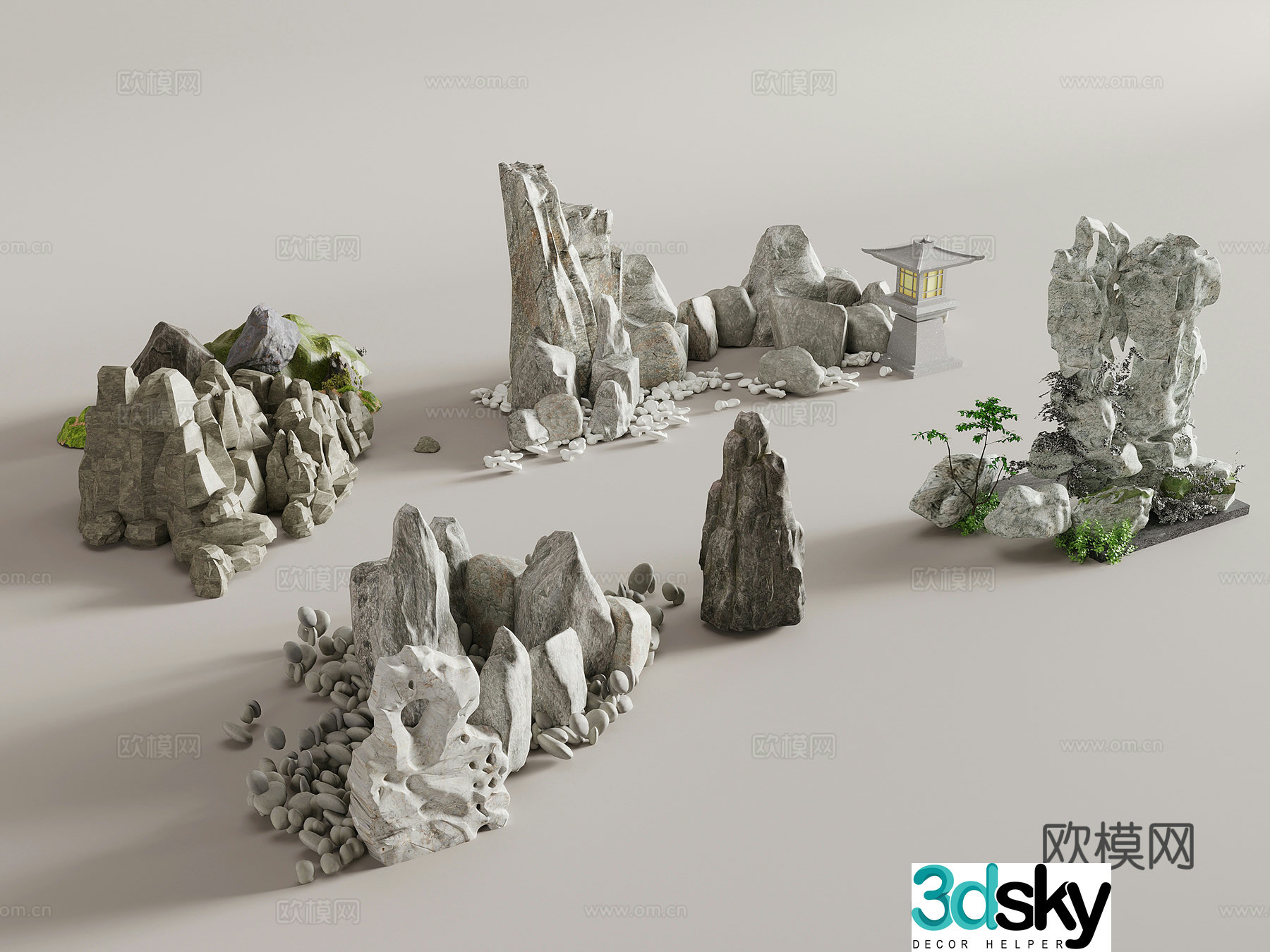 Rock landscape new Chinese rockery landscape stone courtyard landscape garden landscape 3D model