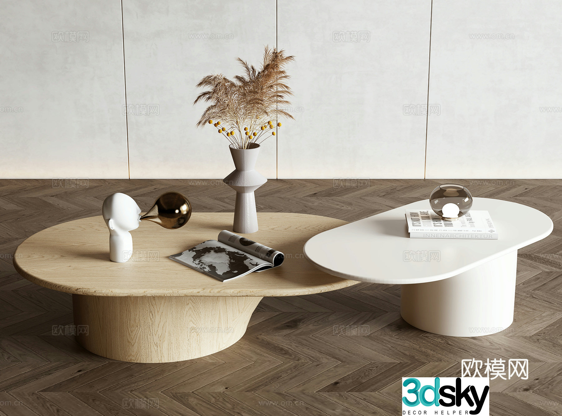 Creamy style coffee table 3d model