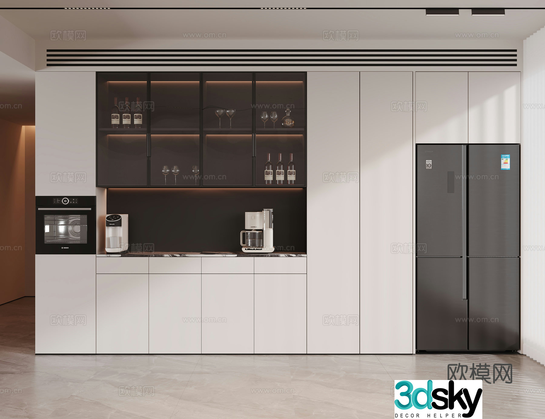 Modern sideboard sideboard wine cabinet refrigerator cabinet dining sideboard wine cabinet refrigerator oven appliance 3d model