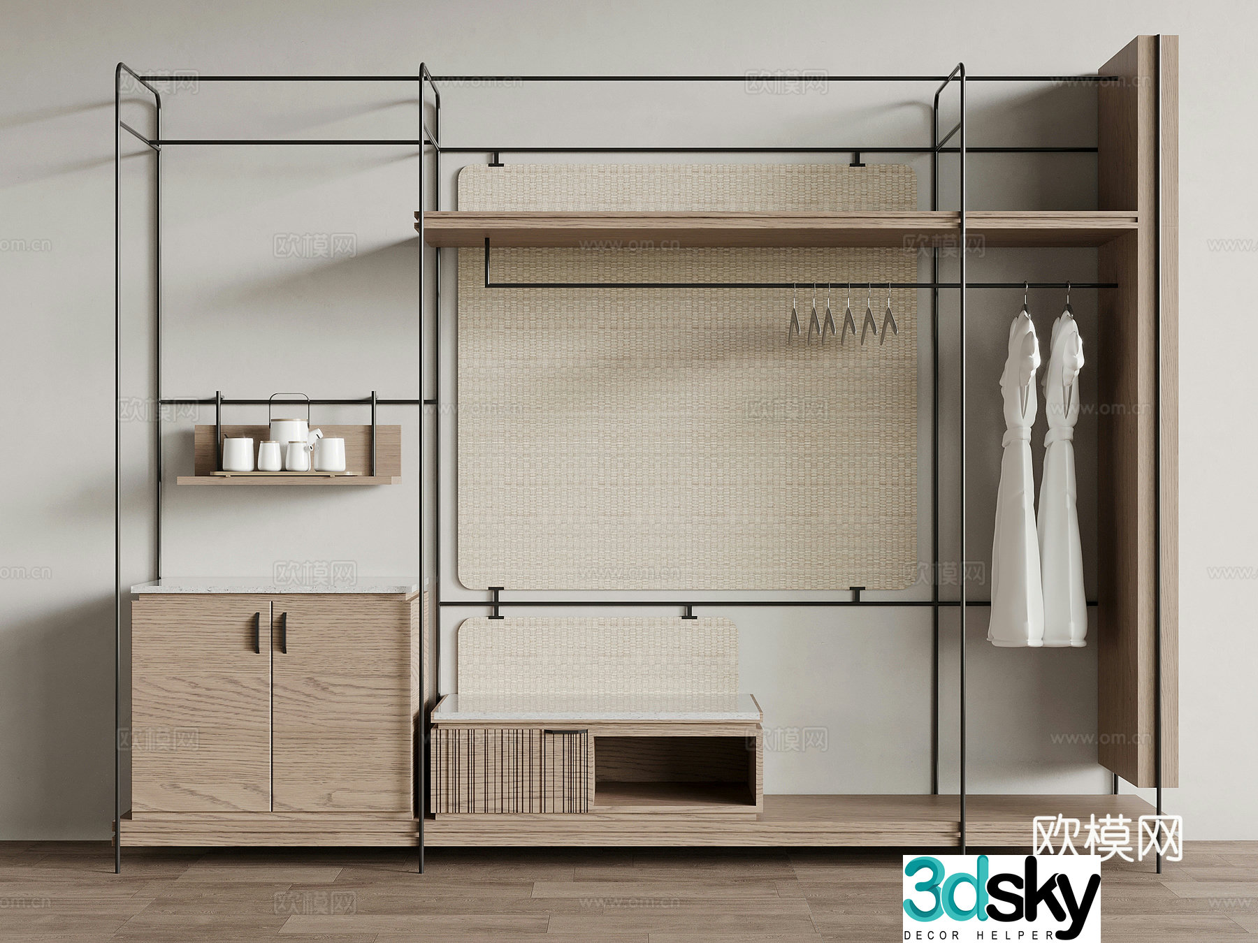 Clothes hanger Modern hotel clothes hanger Tea cabinet 3d model