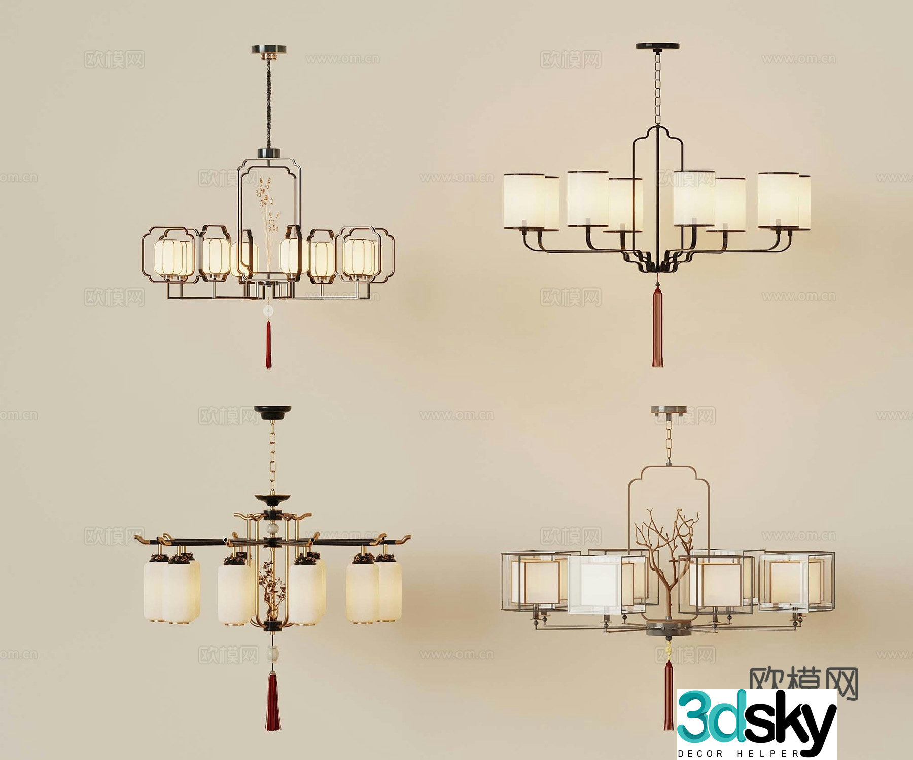 New Chinese Chandelier Restaurant Chandelier 3D Model