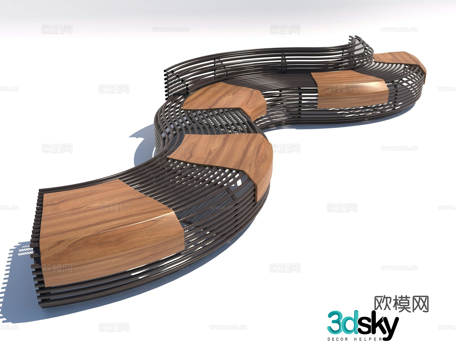 Modern style opposite sex bench 3d model