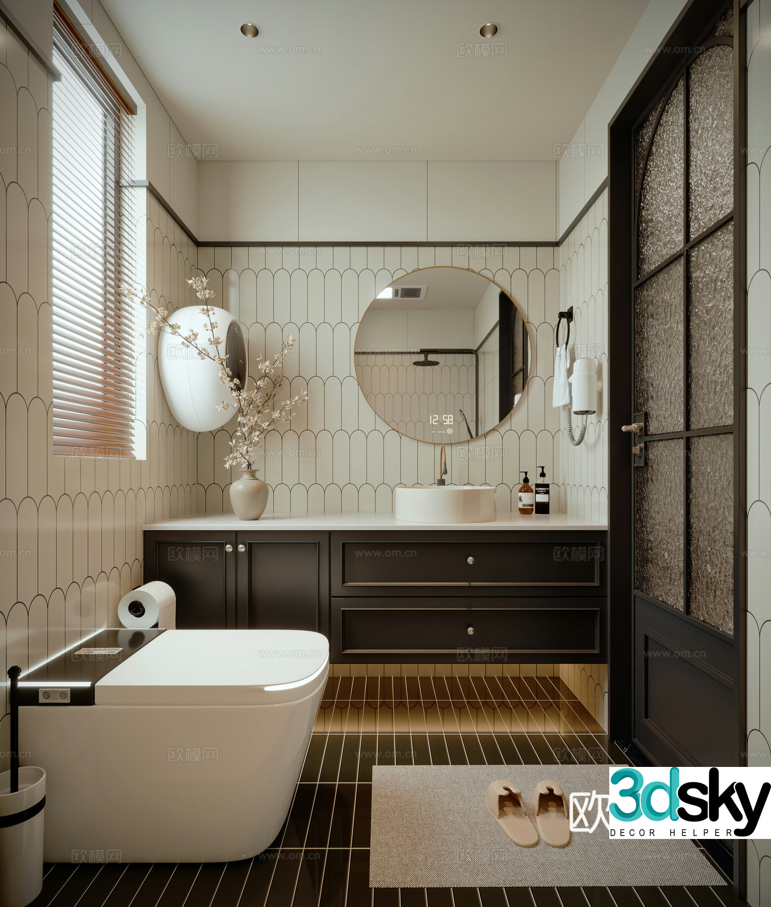 French retro bathroom 3d model