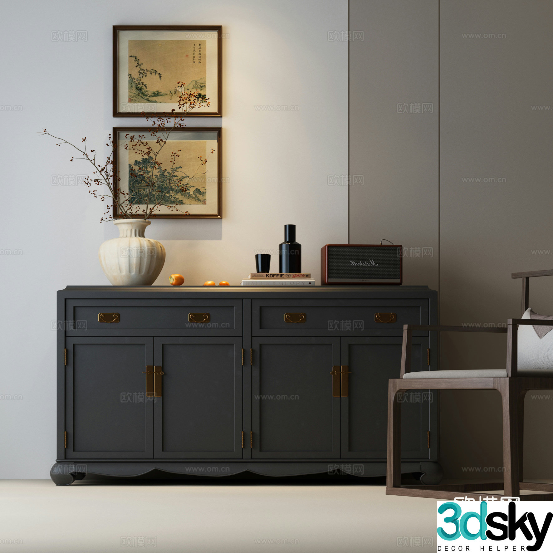 New Chinese style entrance cabinet Song family entrance cabinet Song family side cabinet Song family chest cabinet 3D model