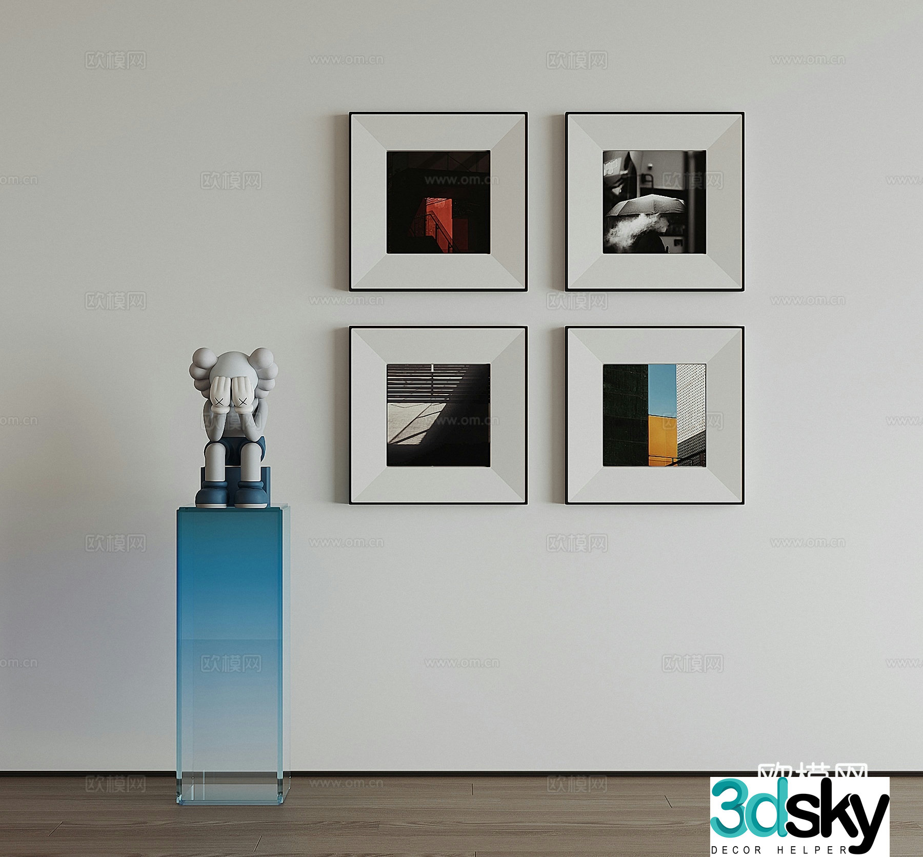 Modern hanging painting combination 3D model