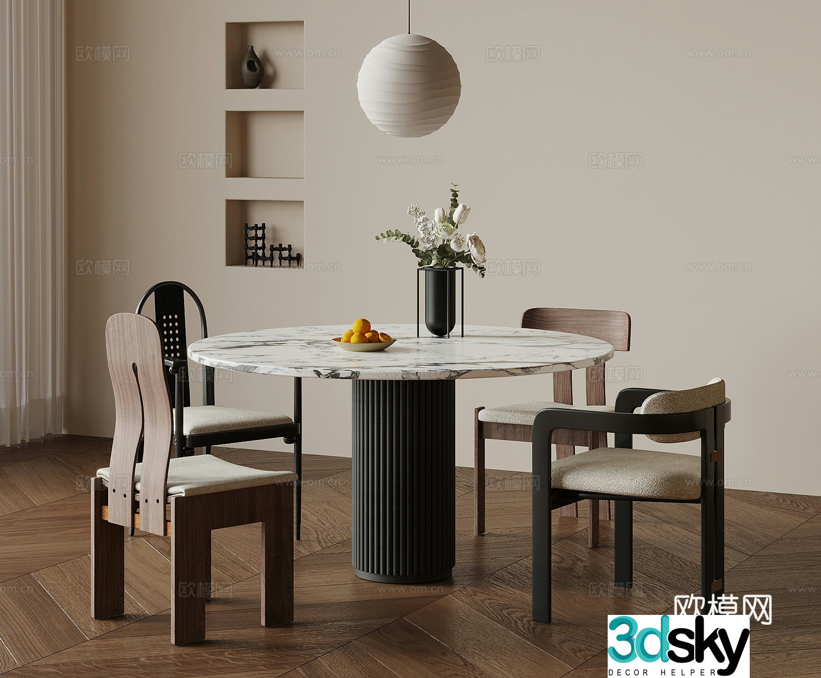 Dining table and chair French ancient dining table and chair Dining table 3D model