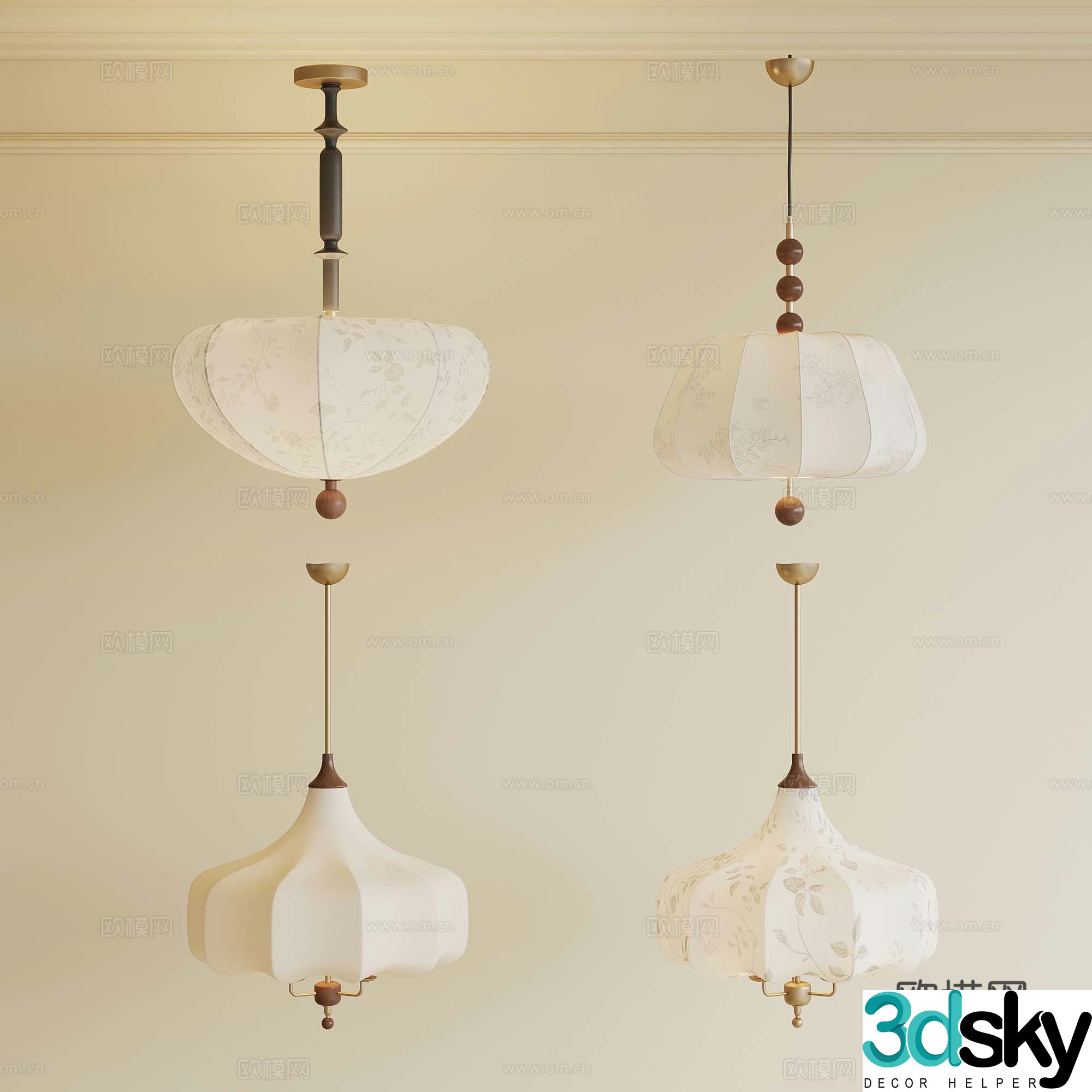 French medieval style chandelier 3d model