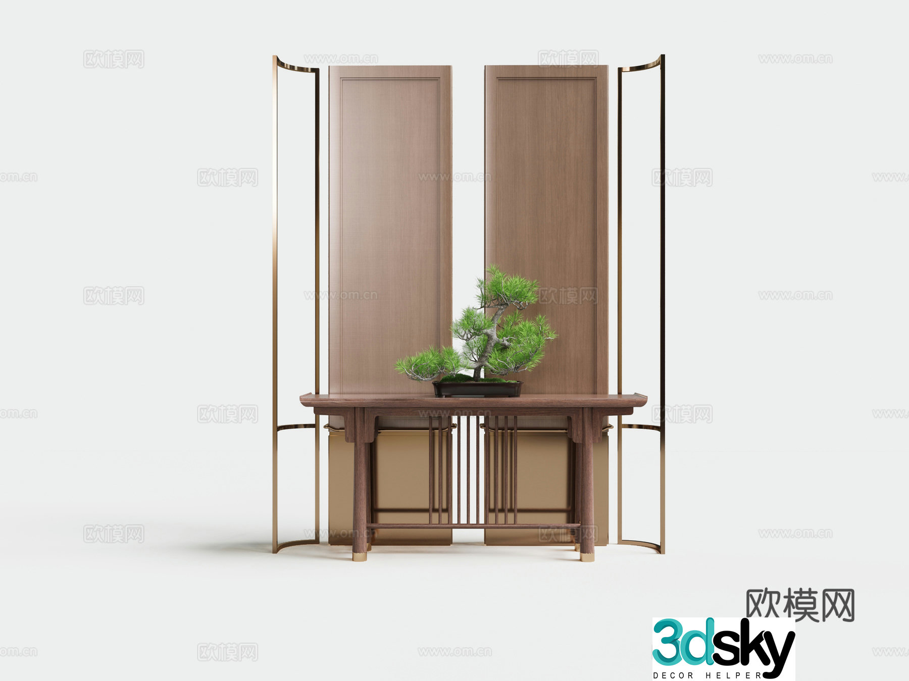 New Chinese-style screen entrance table entrance table 3D model