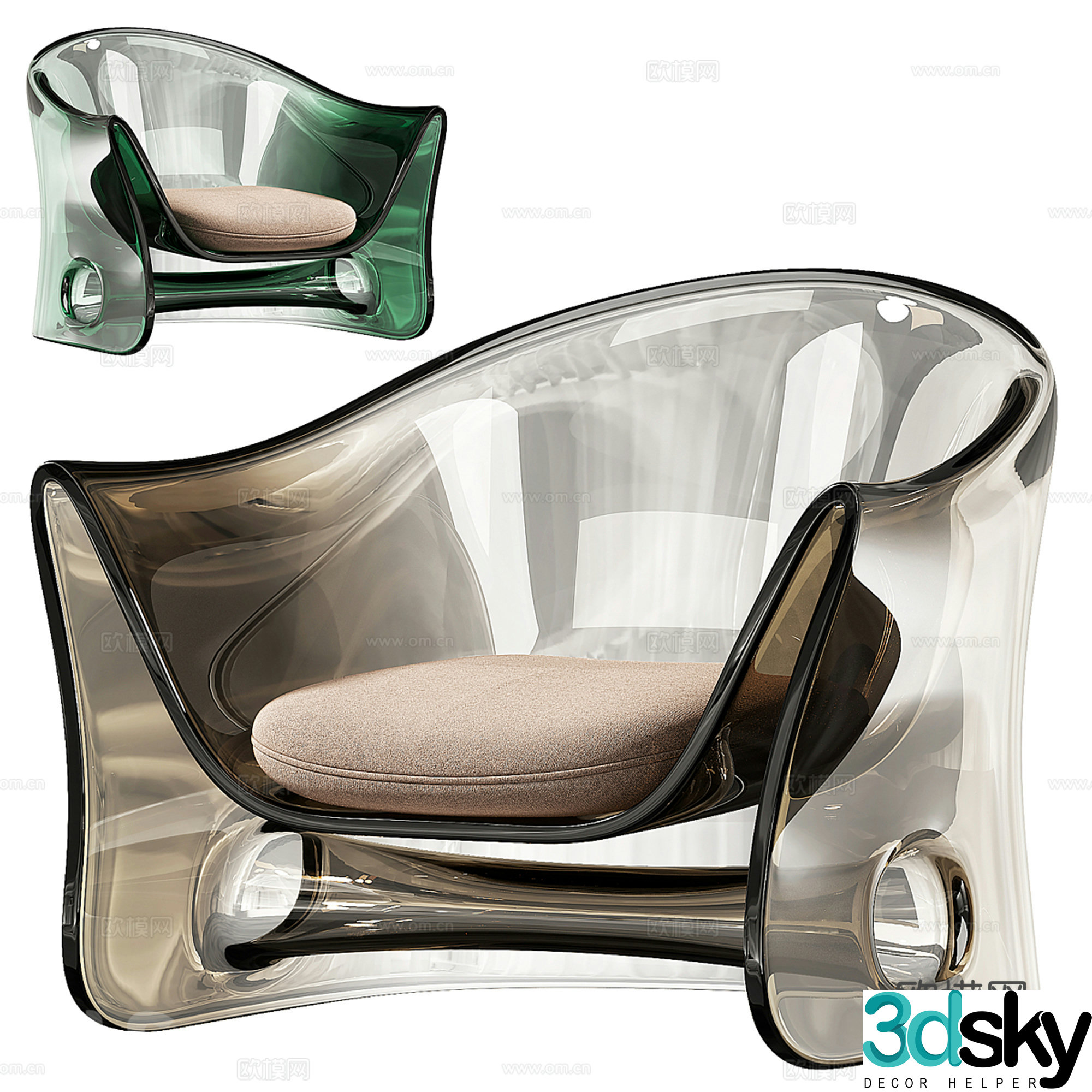 Modern transparent acrylic lounge chair 3d model