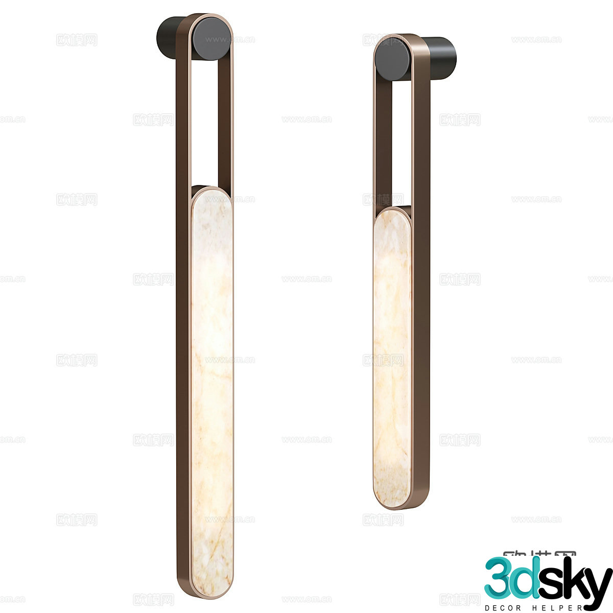 New Chinese style light luxury minimalist metal wall lamp 3D model