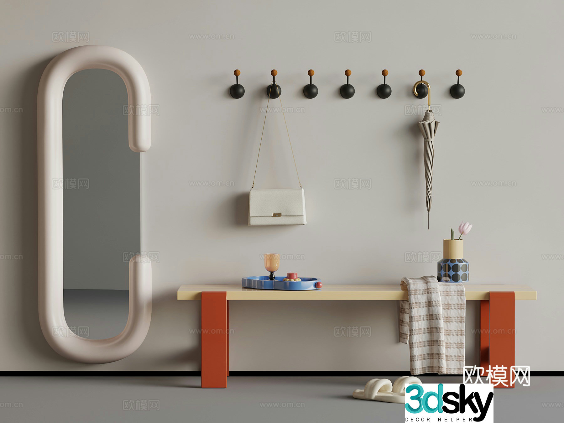 Shoe change stool Dopamine shoe change stool Mirror 3D model