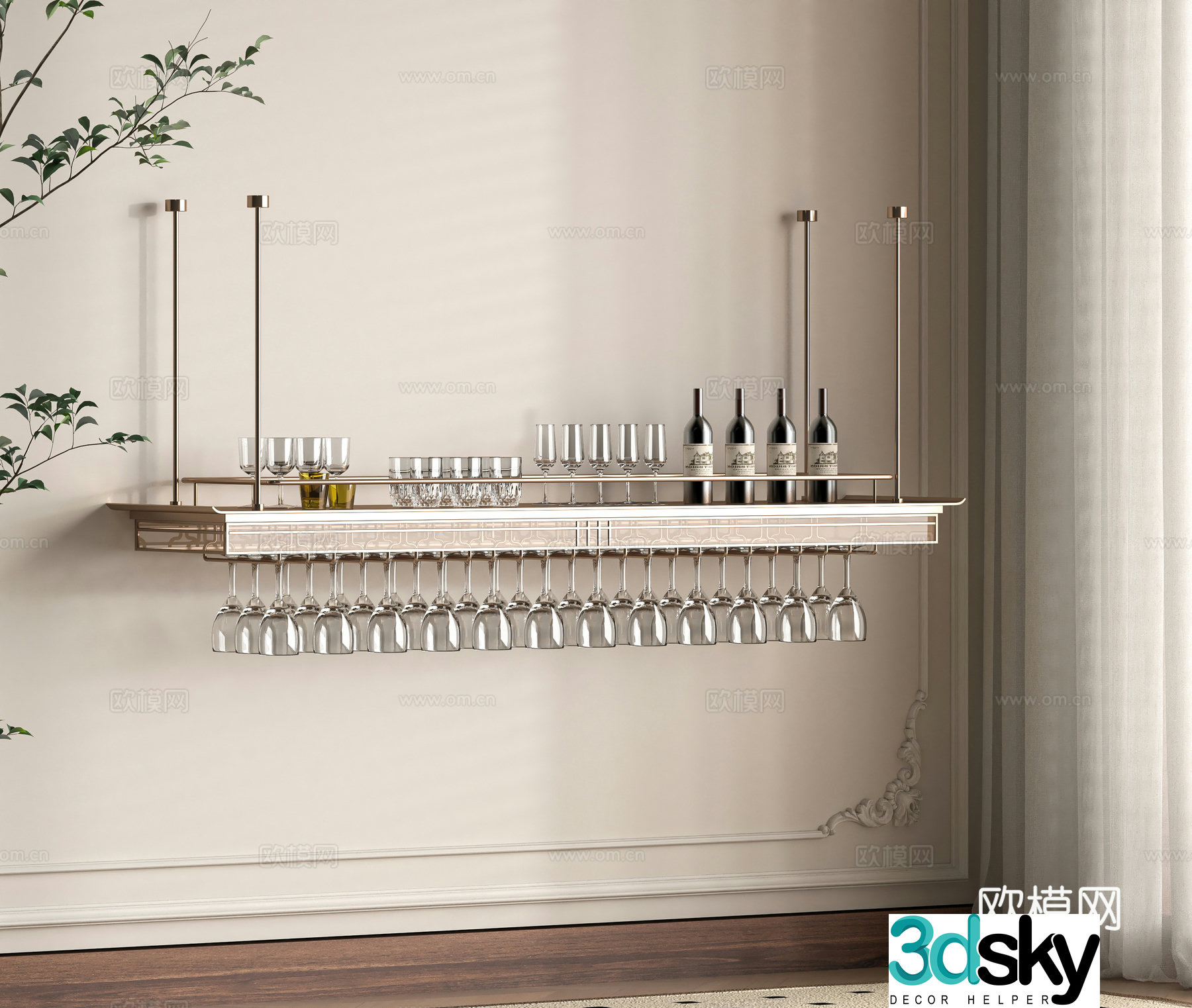 Modern wine rack 3d model