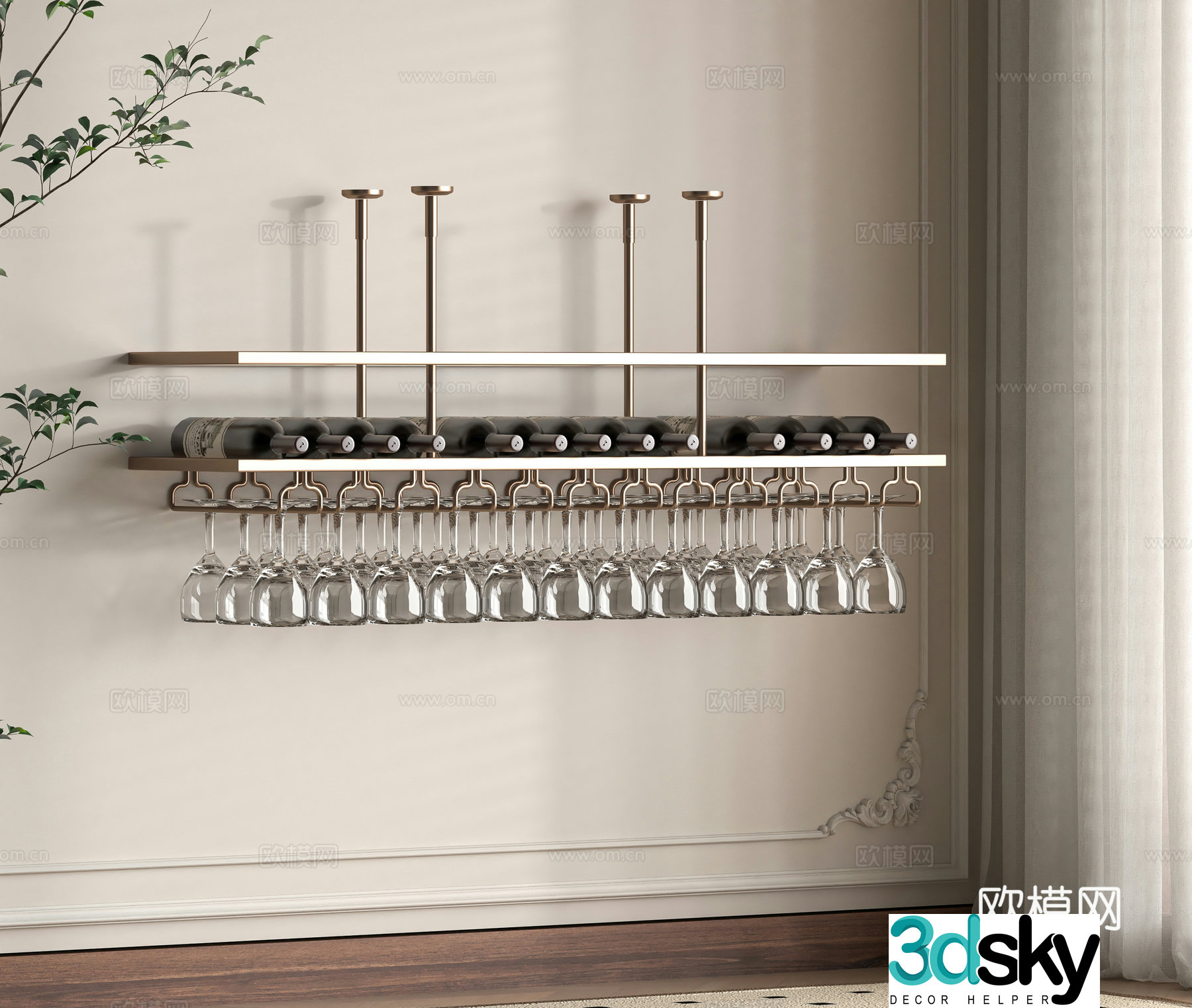 Modern wine rack 3d model