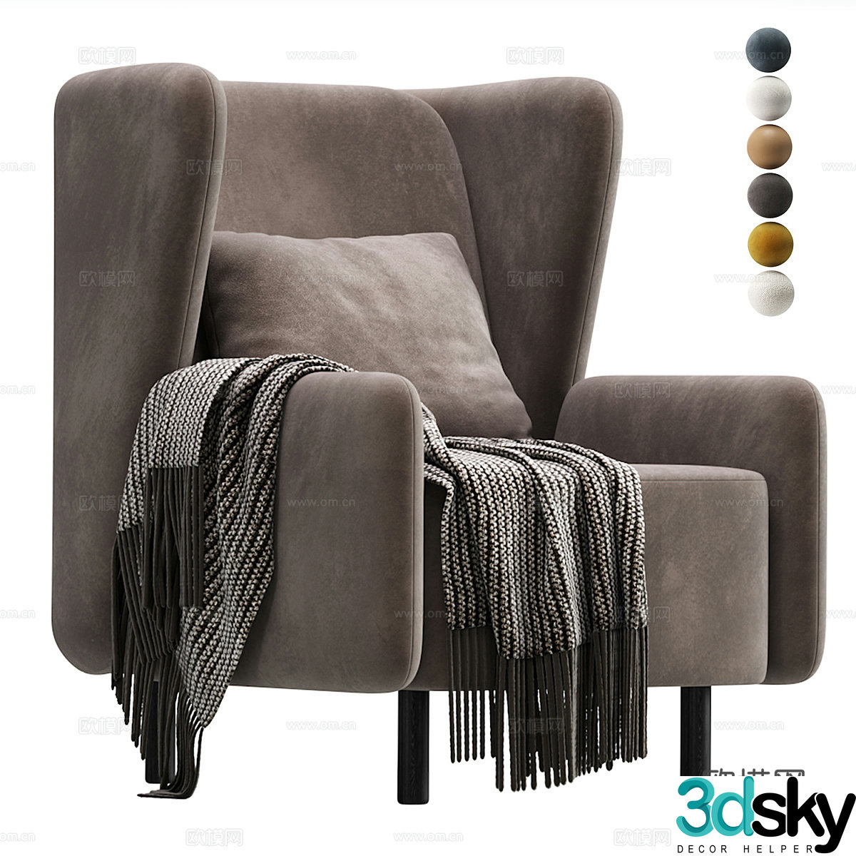 Modern Nordic art armchair 3d model
