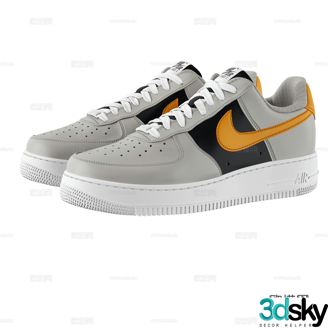 Nike Air Force Classic Shoes Sneakers Shoes 3D Model