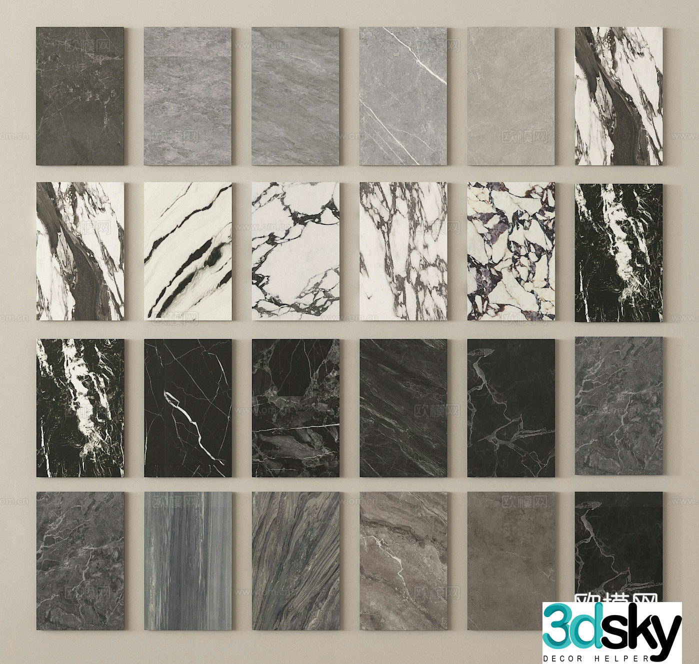 Stone Stone Wallpaper Background Wall Stone Board 3D Model