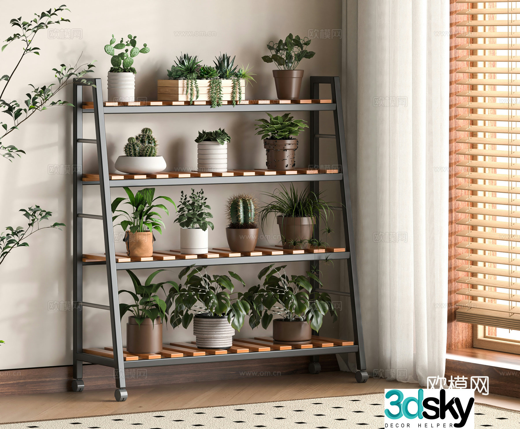 Modern wrought iron flower stand 3D model