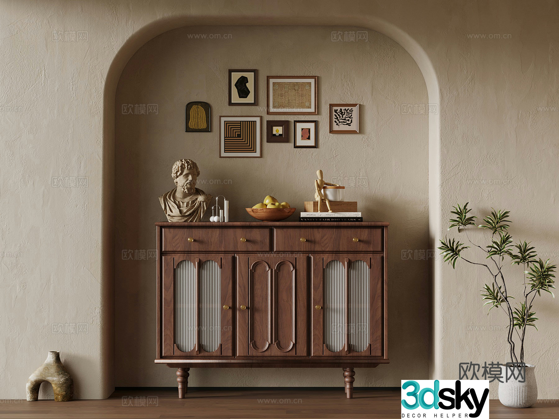 Entrance Cabinet French medieval entrance cabinet 3D model