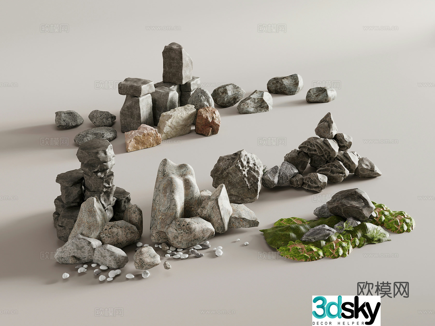 Rock landscape new Chinese rockery landscape stone courtyard landscape garden landscape 3D model