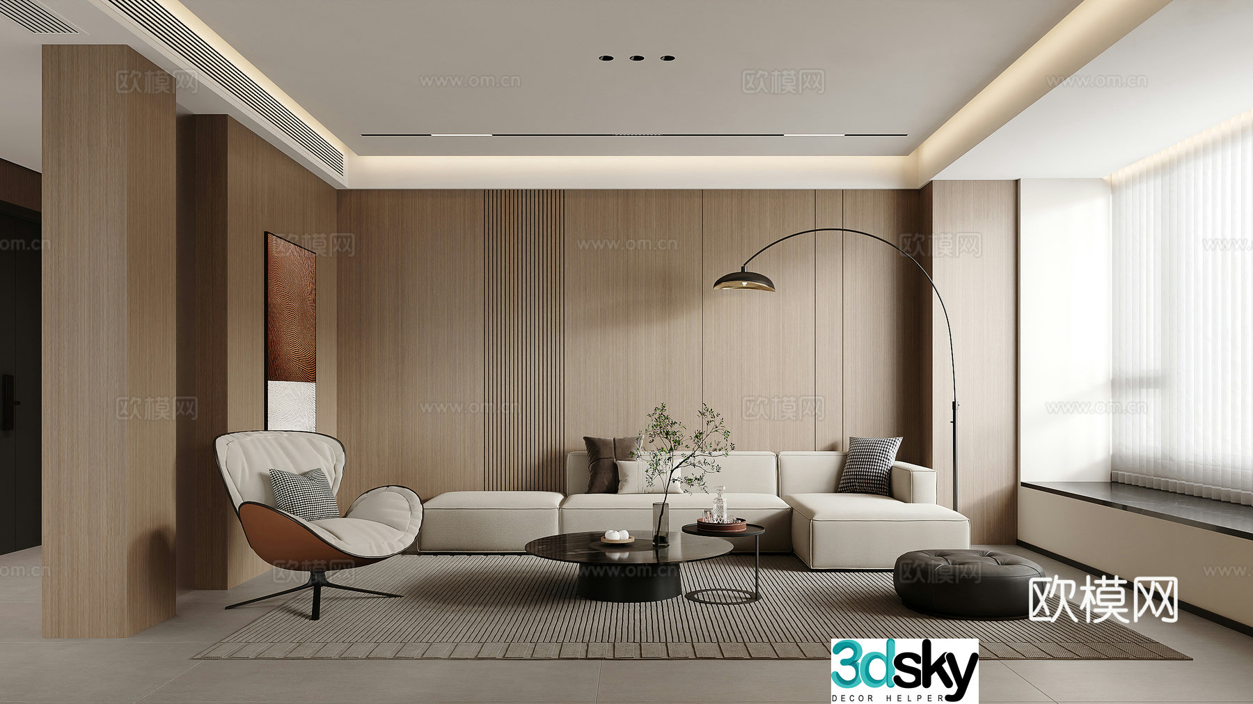 Italian living room modern living room living dining room combination sofa casual sofa floor lamp 3d model