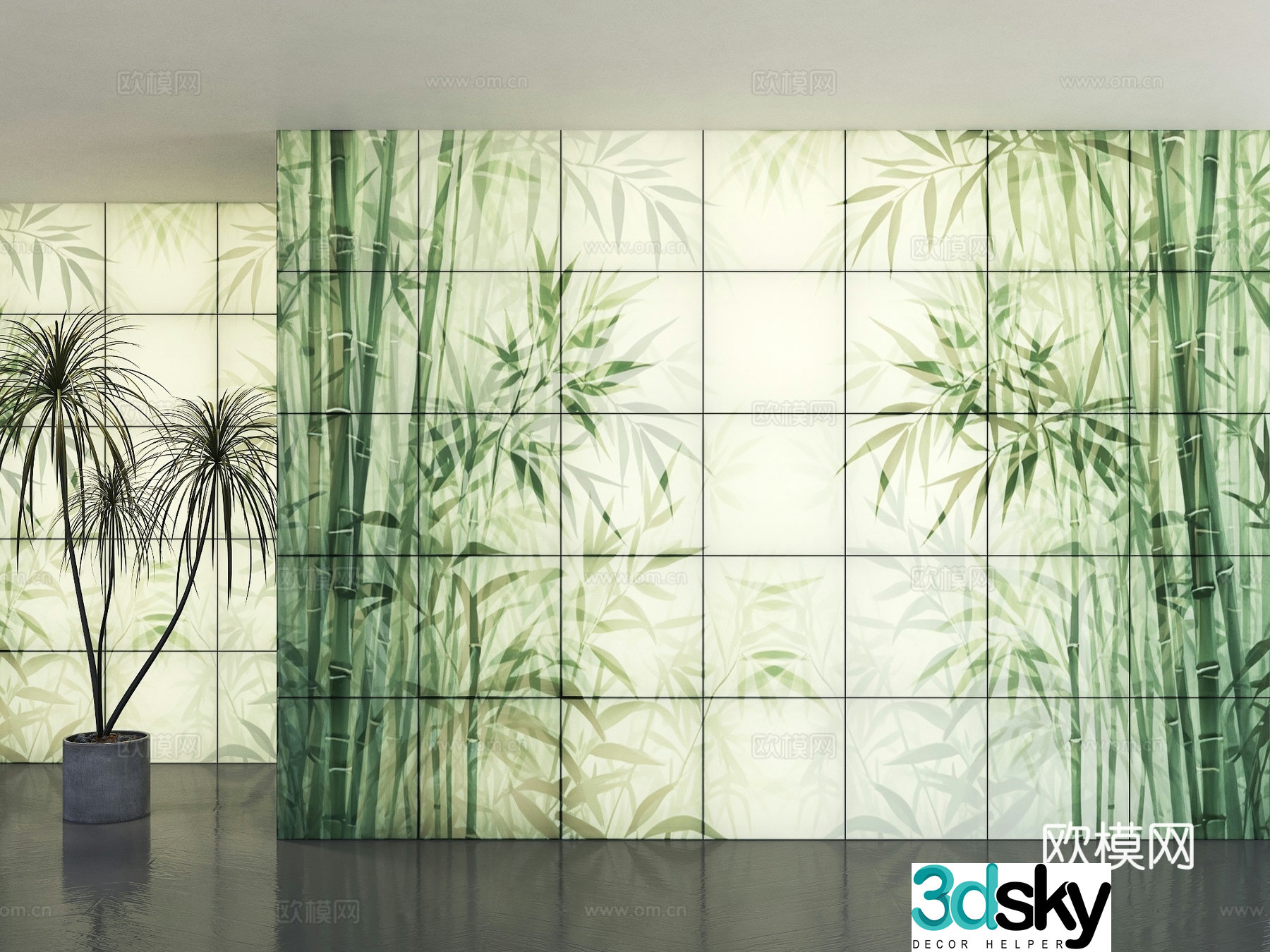 DuPont paper transparent background wall DuPont paper partition Rice paper background wall Bamboo light box Rice paper bamboo 3d model
