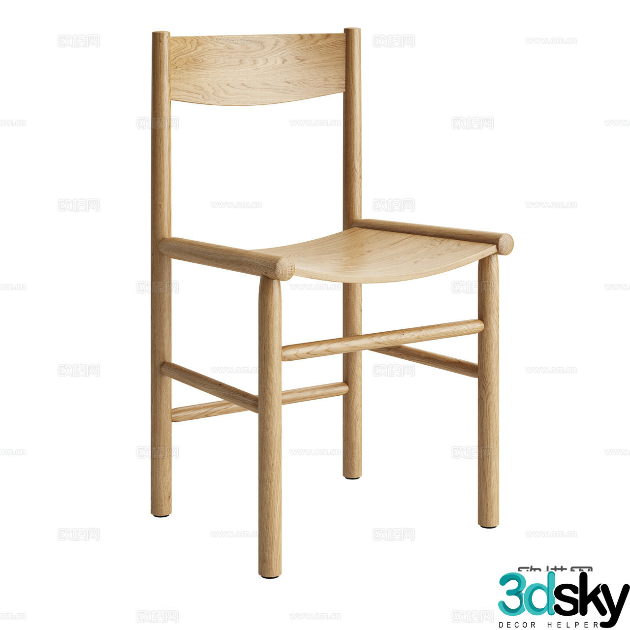Nikari minimalist dining chair Nordic single chair retro chair armchair wooden chair dining chair 3d model