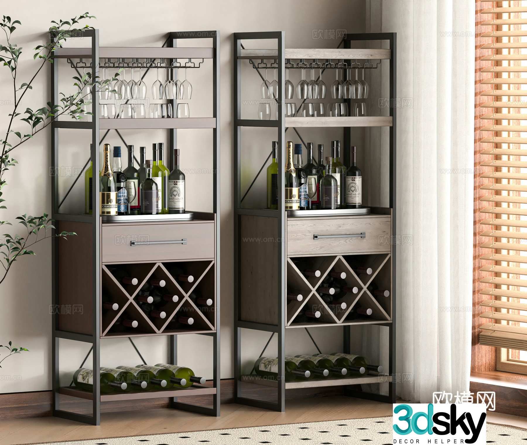 Modern wine cabinet 3d model