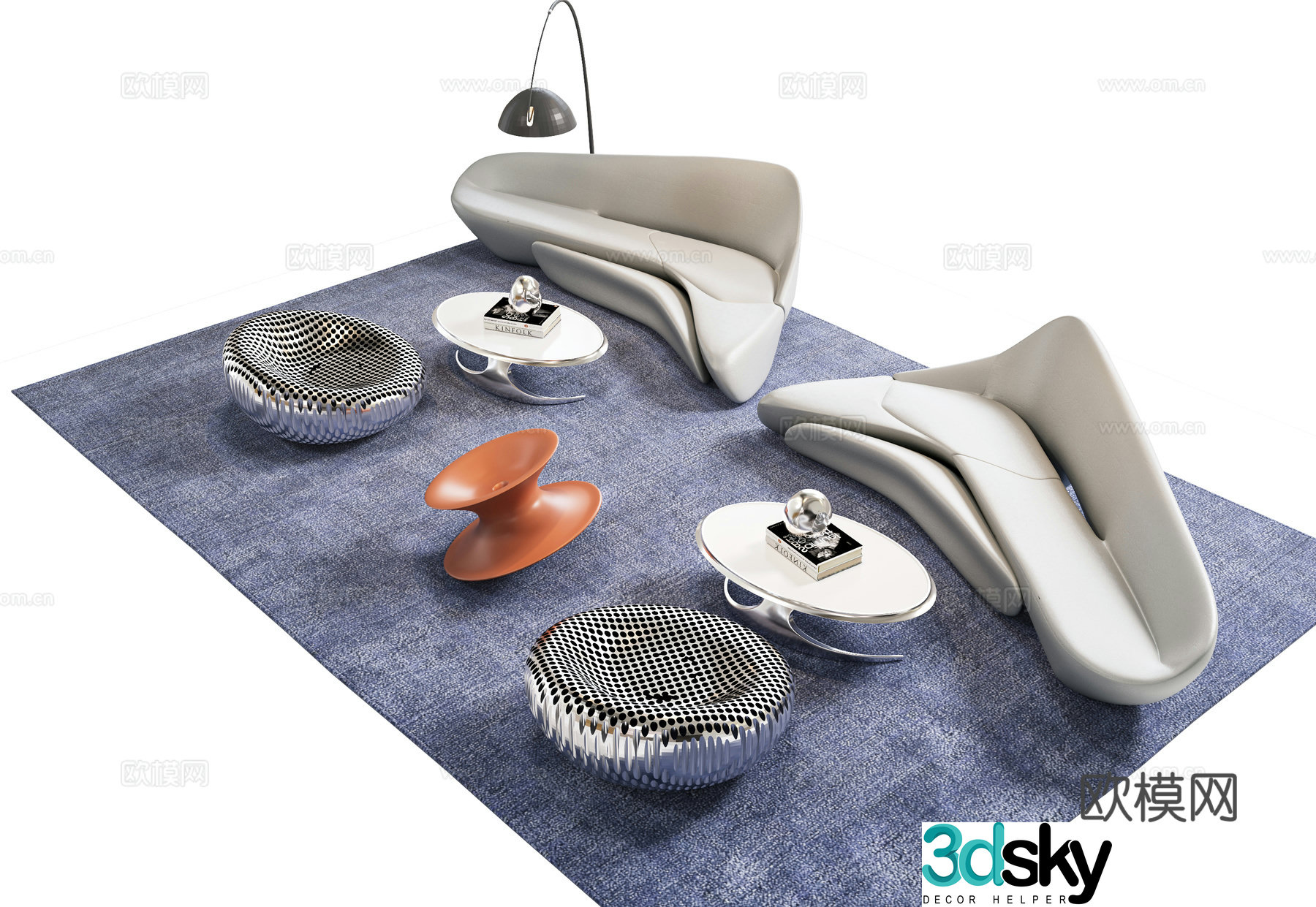 Modern curved sofa combination office sofa special-shaped sofa arc curved office sofa rest 3D model