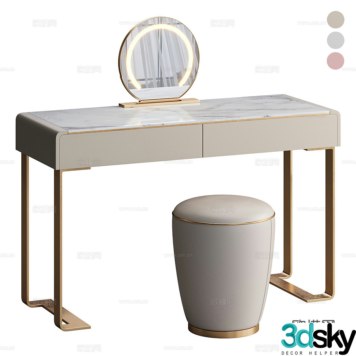 Modern light luxury dressing table 3D model