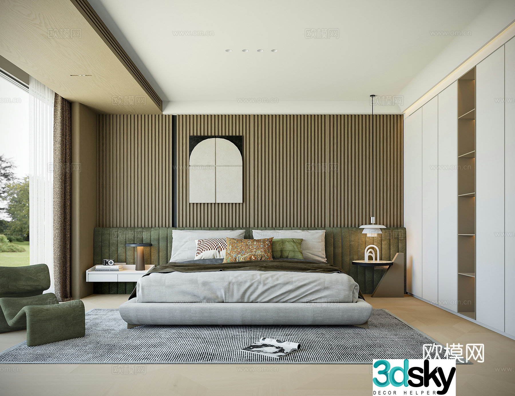 Modern minimalist bedroom 3d model