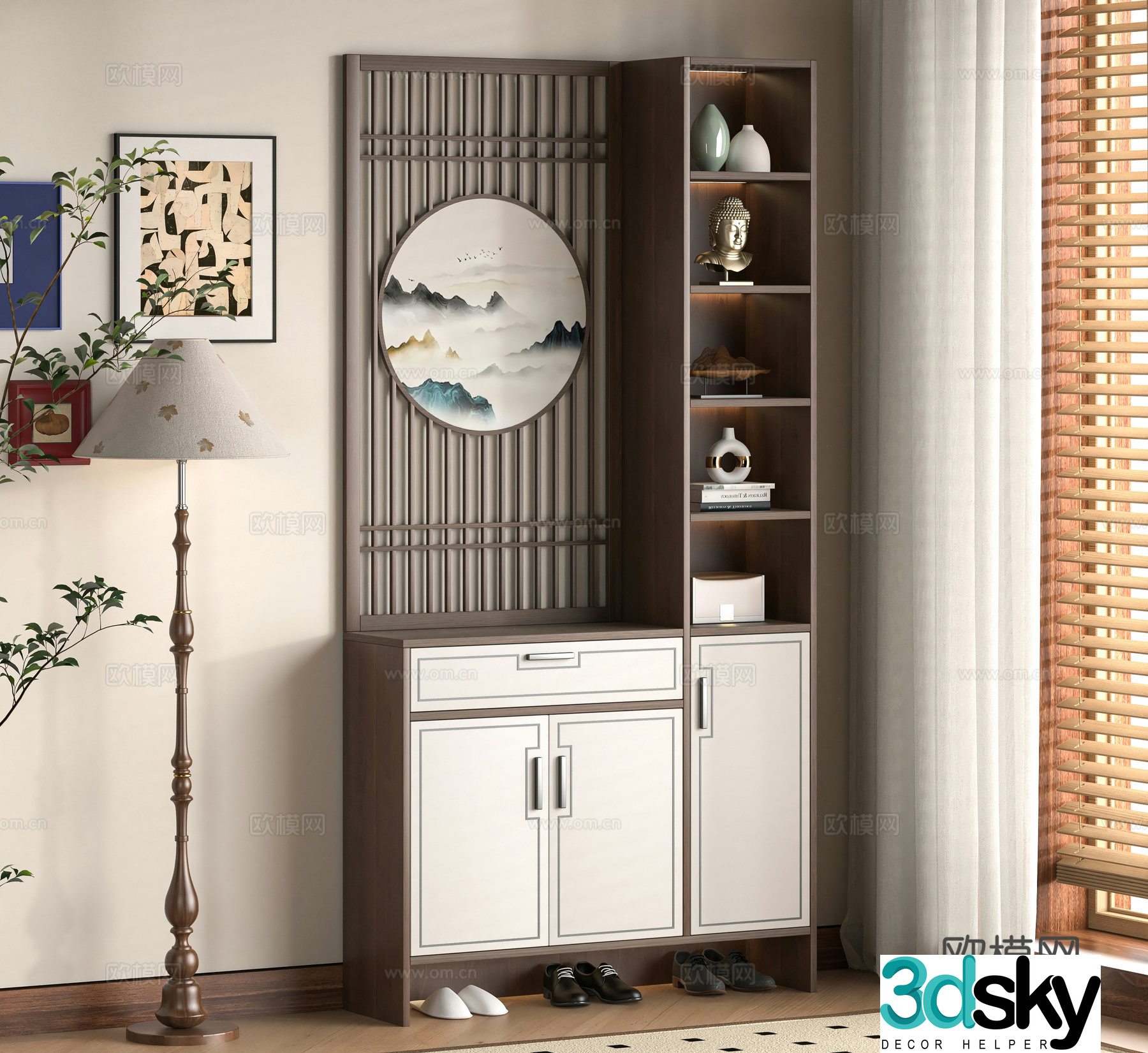 New Chinese shoe cabinet 3D model
