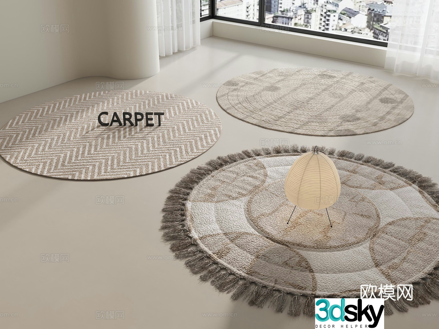 Carpet Creamy Carpet Living Room Carpet Round Carpet Wasabi Carpet Bedroom Carpet 3D Model