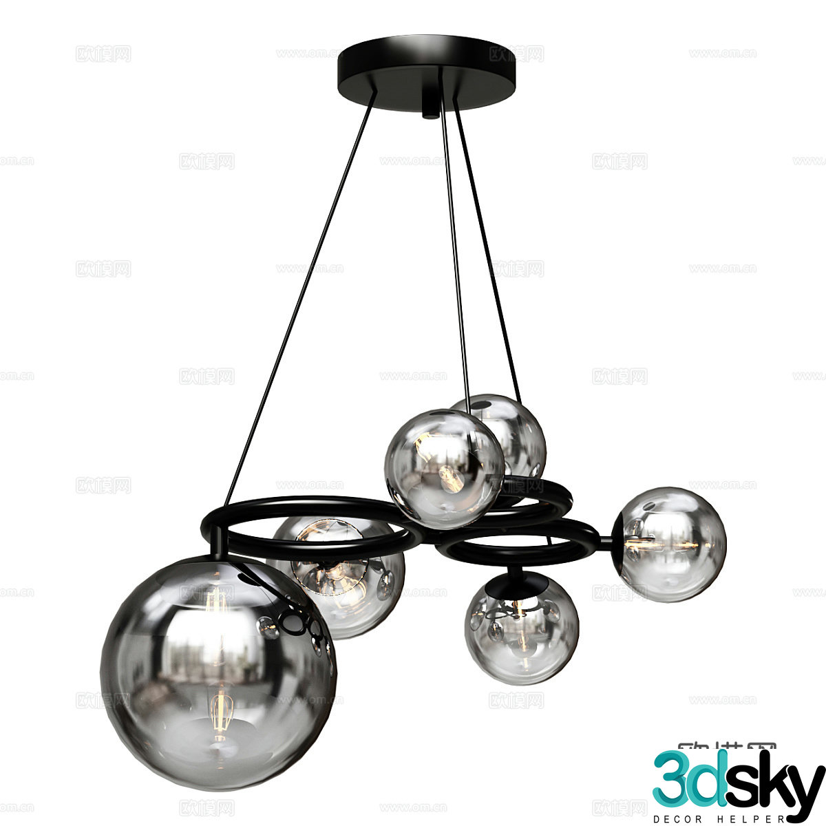 Modern Italian glass decorative chandelier 3d model