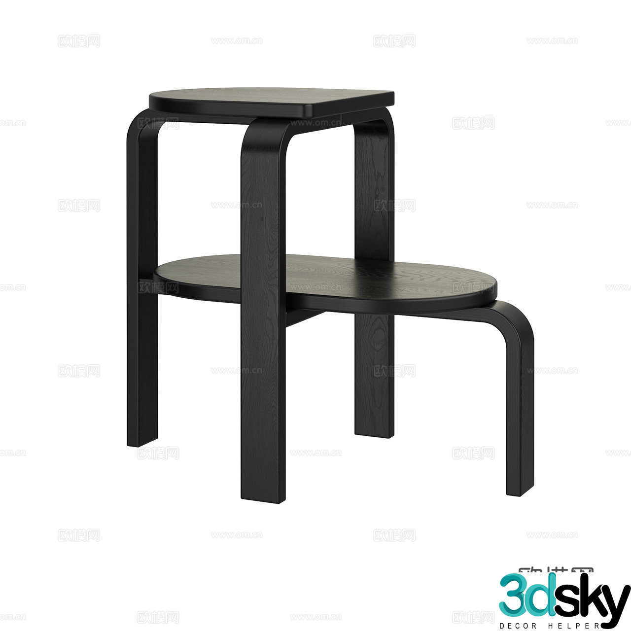 Case Nordic stool oak stool footstool dining chair stool step stool wooden stool 3d model