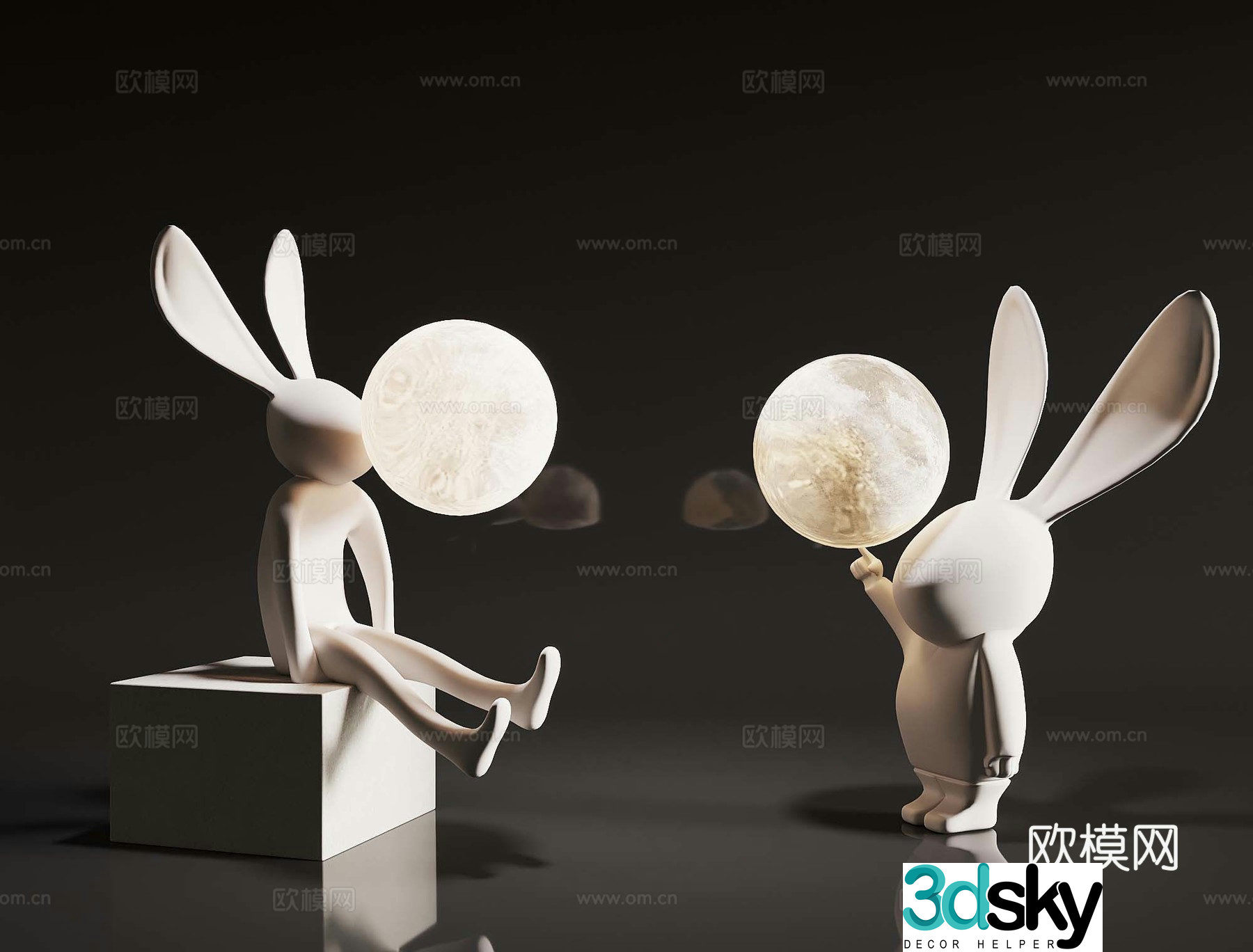 Modern moonlight rabbit moonlight table lamp 3d model