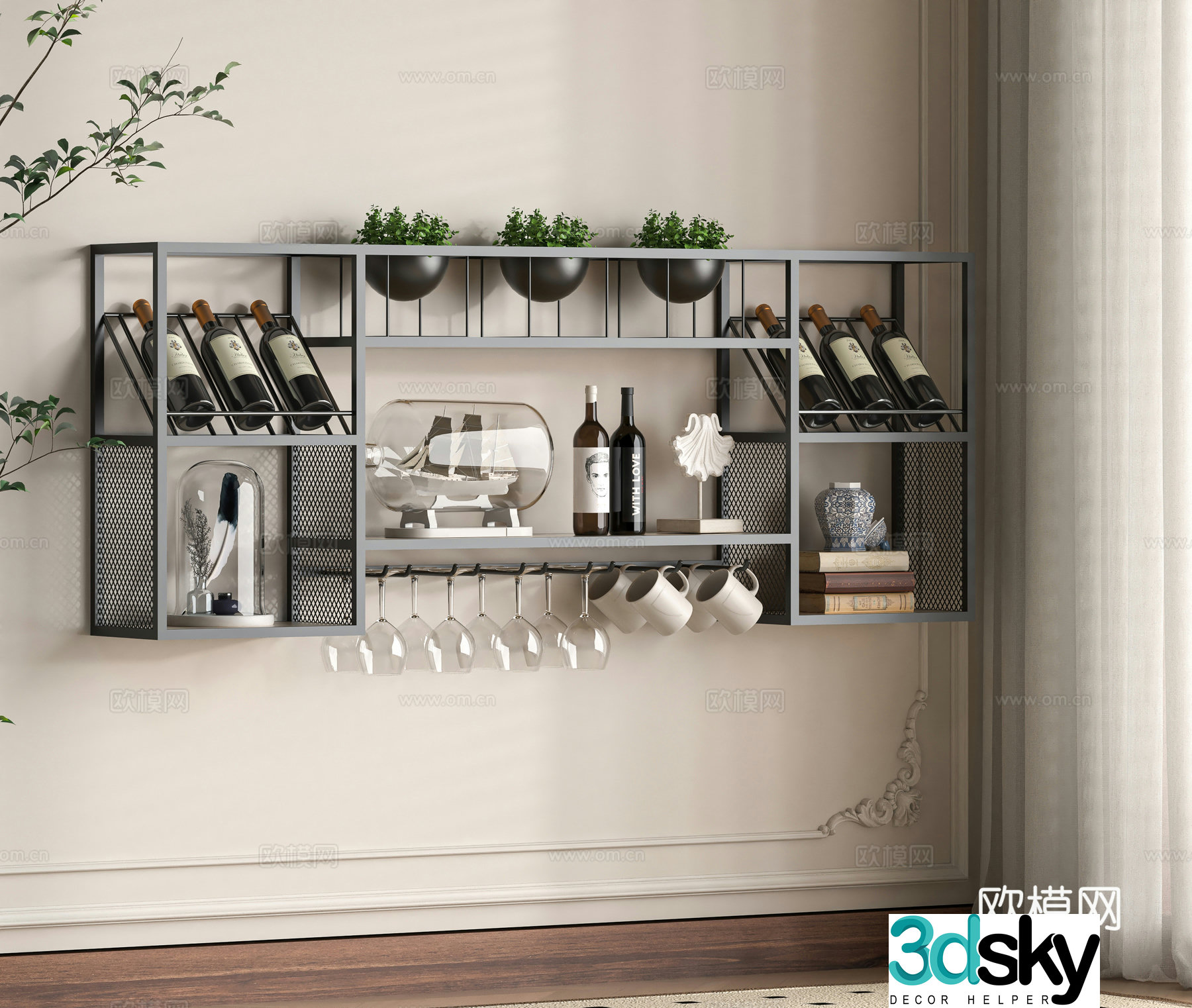 Modern wine rack 3d model