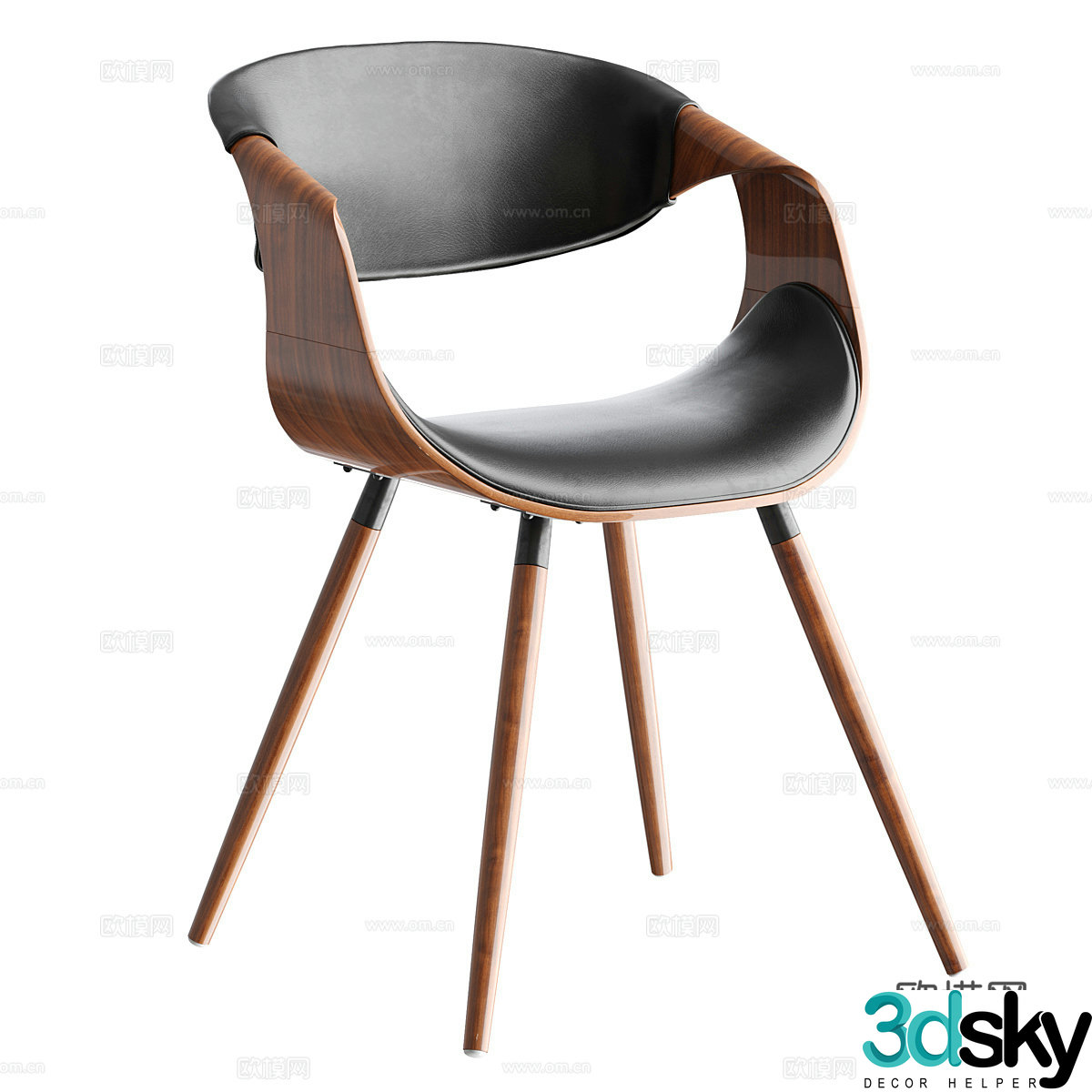 Modern Italian wooden leather chair 3d model