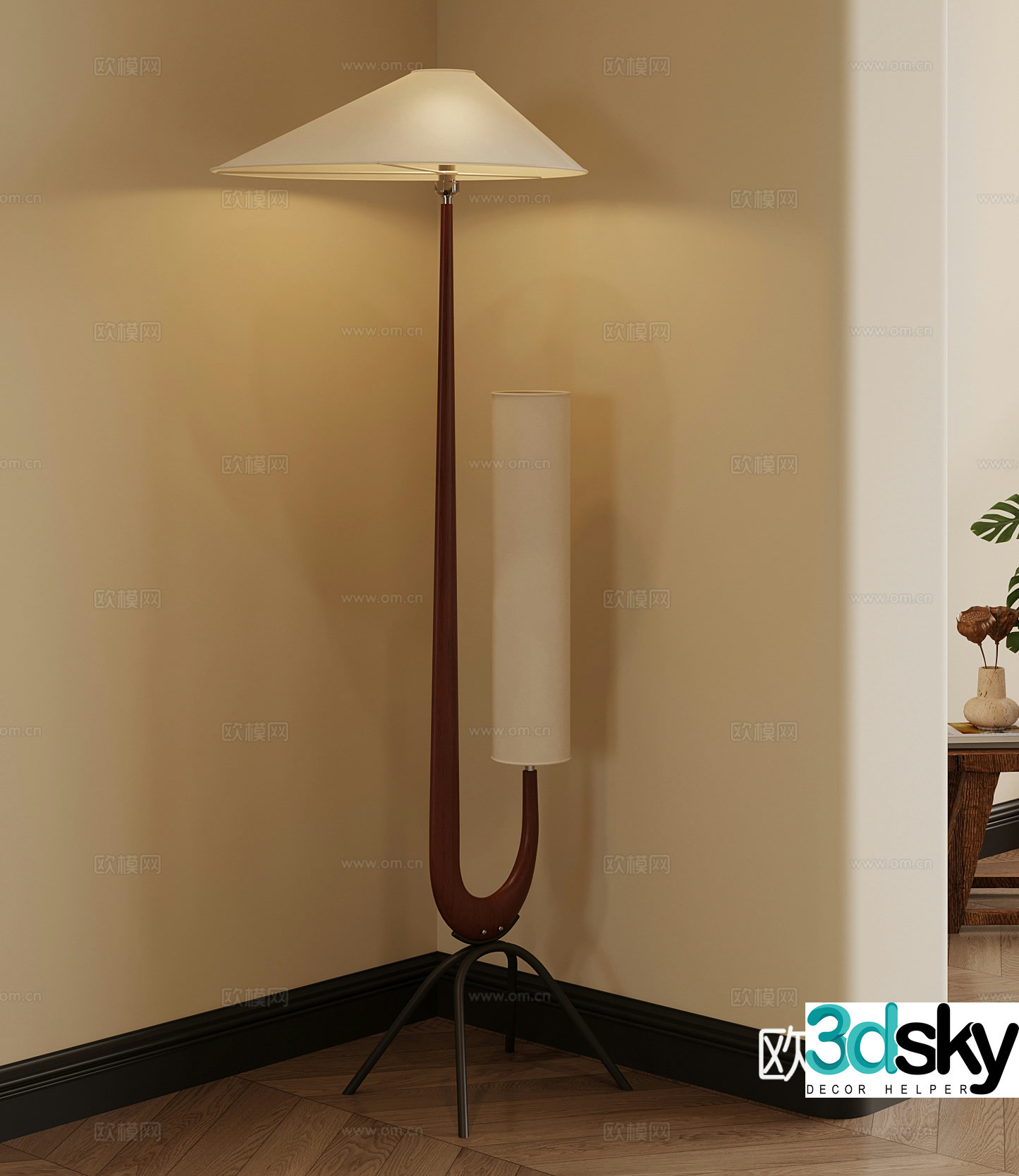 Floor lamp New Chinese chandelier 3D model