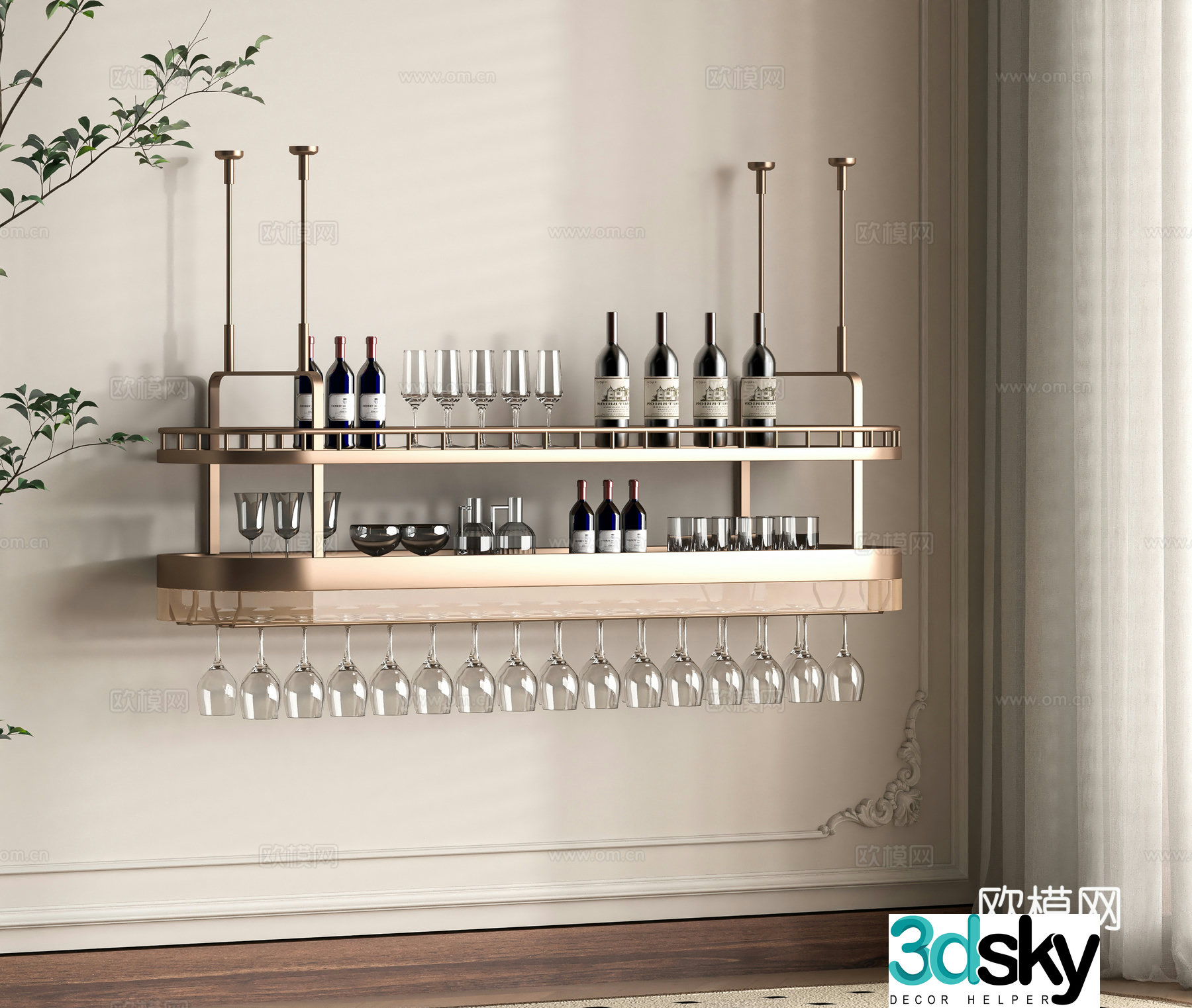 Modern wine rack 3d model