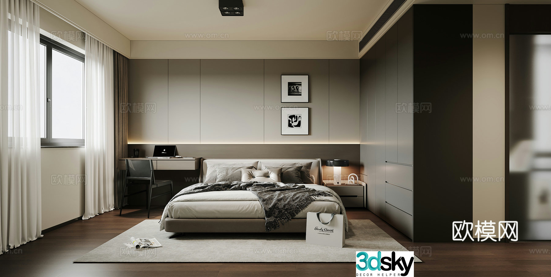 Modern Italian master bedroom 3D model
