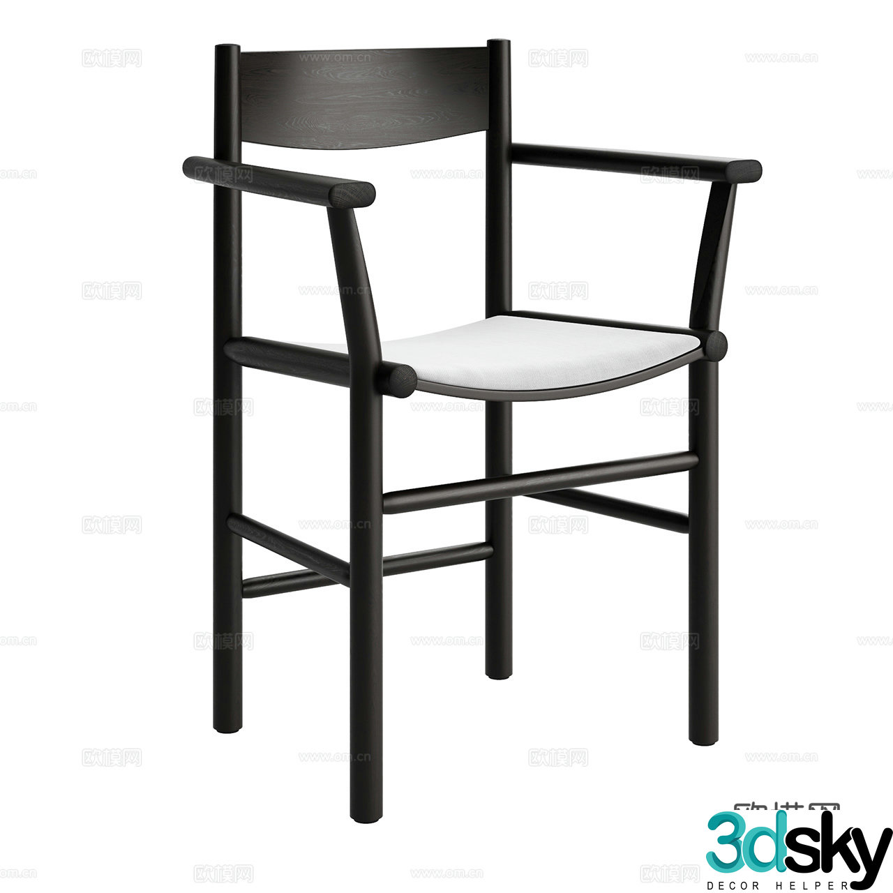 Nikari minimalist dining chair Nordic single chair retro chair armchair wooden chair dining chair 3d model