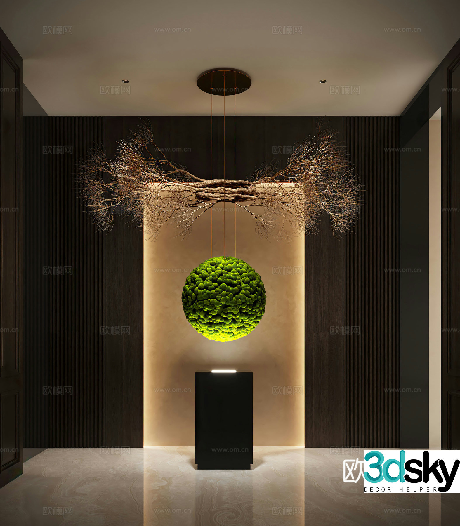 Modern plant art installation Indoor installation Moss installation Plant pendant Plant landscape 3D model