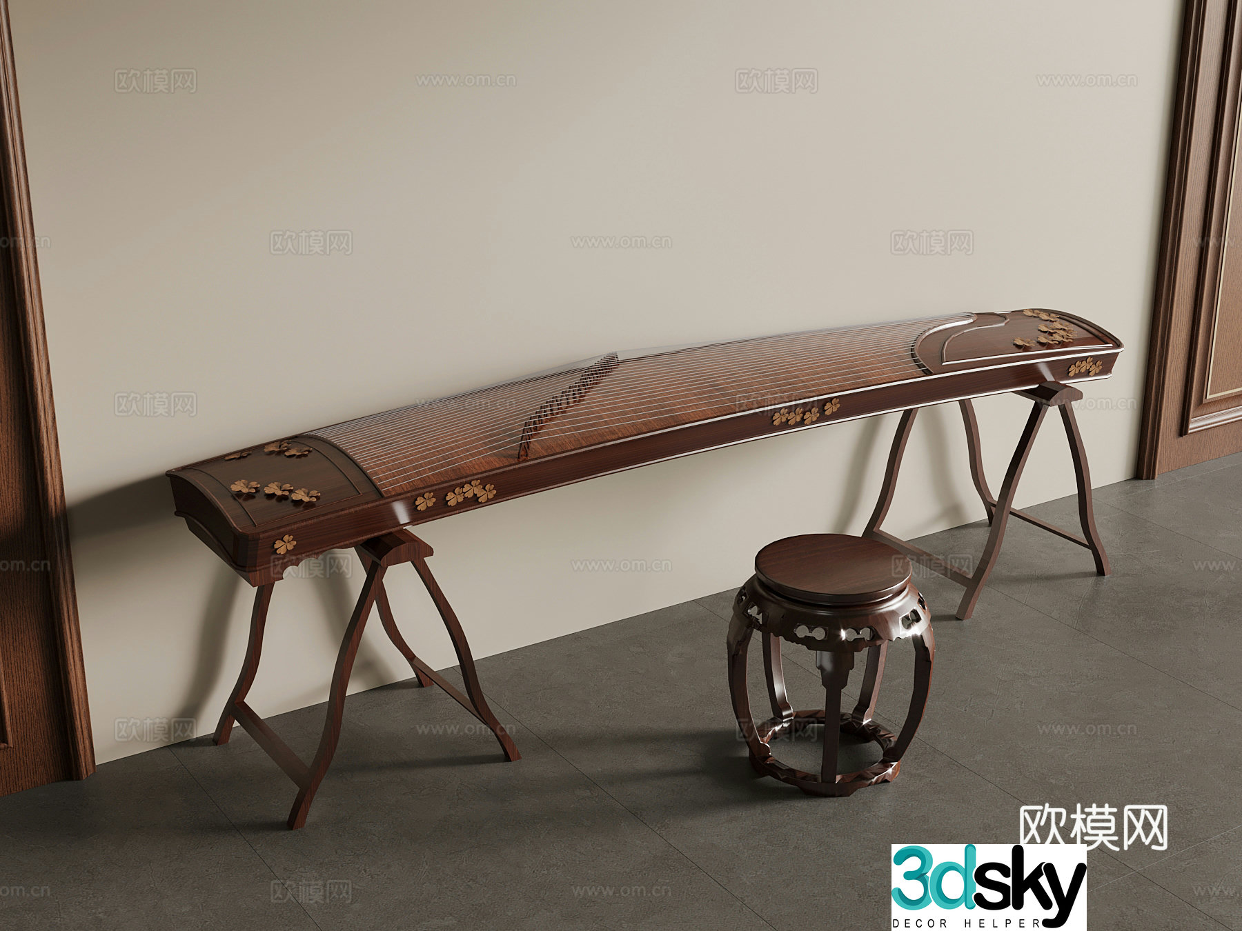 Musical instrument new Chinese guzheng 3d model