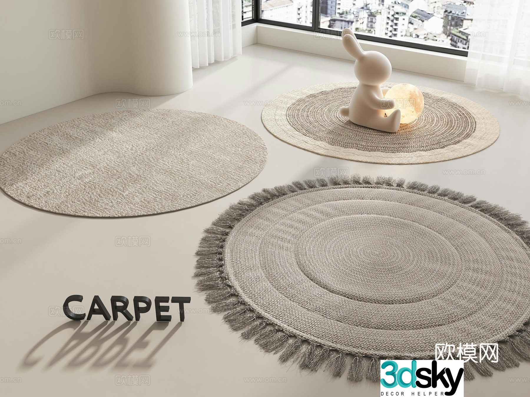Carpet Creamy Carpet Living Room Carpet Round Carpet Wasabi Carpet Bedroom Carpet 3D Model
