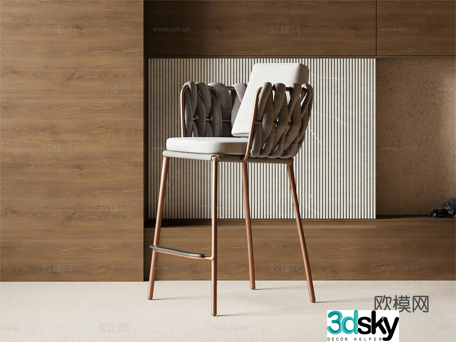 Modern bar chair_cloth chair_bar chair 3D model